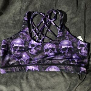 Constantly Varied Gear Purple & Black Skull Print Sports Bra